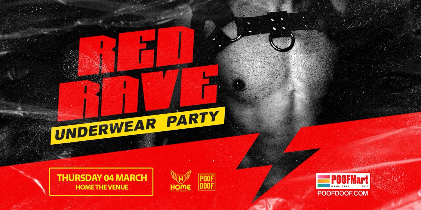 Red Rave Underwear Party: Poof Doof Sydney MG27 poster
