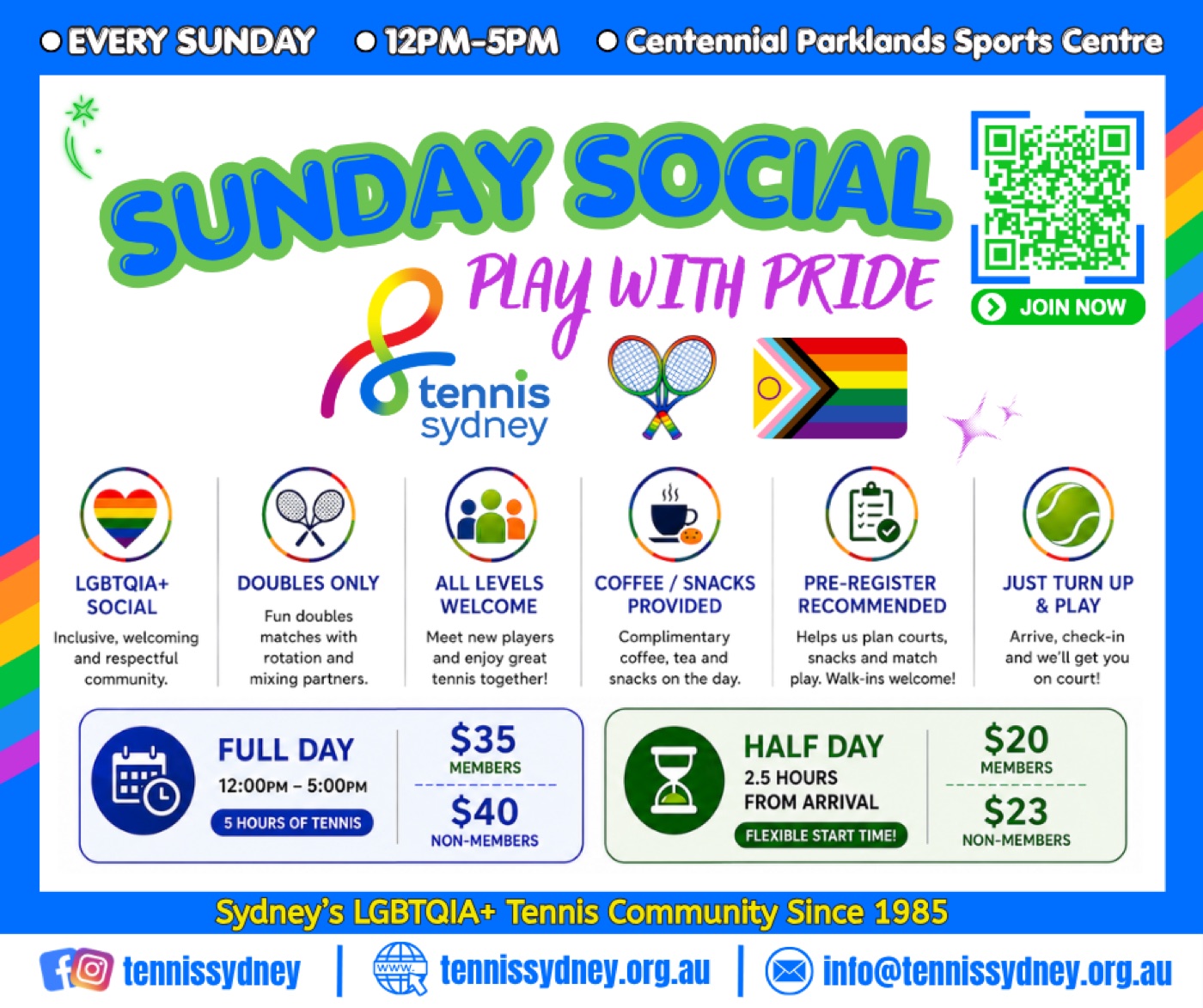 Tennis Sydney Sunday Social poster